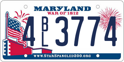 MD license plate 4BL3774