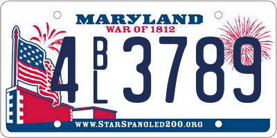 MD license plate 4BL3789