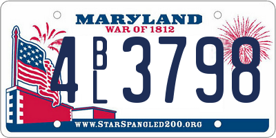 MD license plate 4BL3798