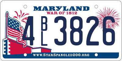 MD license plate 4BL3826