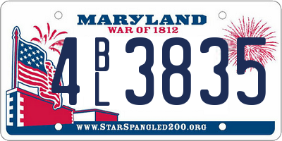 MD license plate 4BL3835