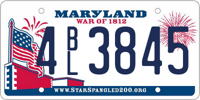MD license plate 4BL3845