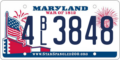 MD license plate 4BL3848