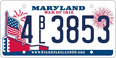 MD license plate 4BL3853