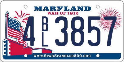 MD license plate 4BL3857