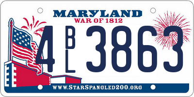 MD license plate 4BL3863