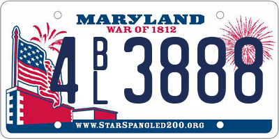MD license plate 4BL3888