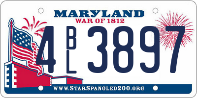 MD license plate 4BL3897
