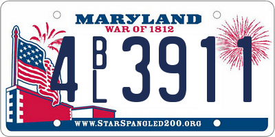 MD license plate 4BL3911