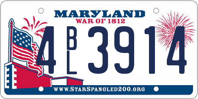 MD license plate 4BL3914