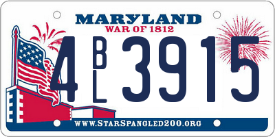 MD license plate 4BL3915