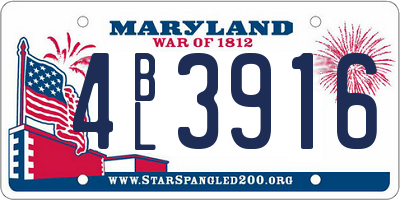 MD license plate 4BL3916