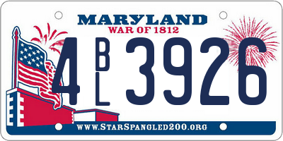 MD license plate 4BL3926