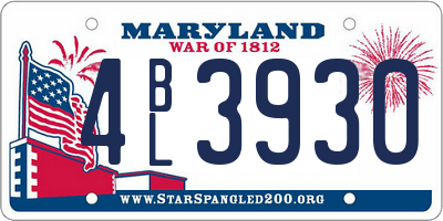 MD license plate 4BL3930