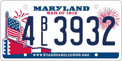 MD license plate 4BL3932