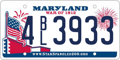 MD license plate 4BL3933