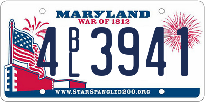 MD license plate 4BL3941