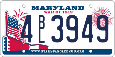 MD license plate 4BL3949
