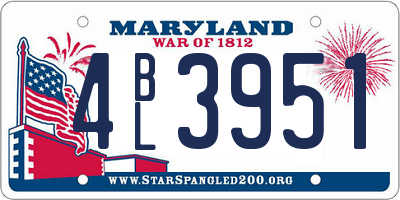 MD license plate 4BL3951
