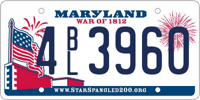 MD license plate 4BL3960