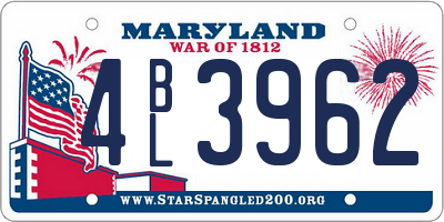MD license plate 4BL3962