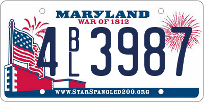 MD license plate 4BL3987