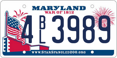 MD license plate 4BL3989