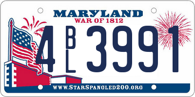 MD license plate 4BL3991
