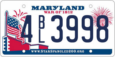 MD license plate 4BL3998