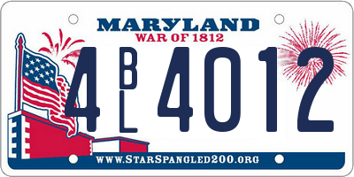 MD license plate 4BL4012