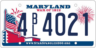 MD license plate 4BL4021