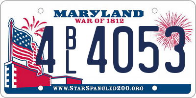 MD license plate 4BL4053