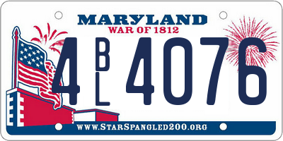 MD license plate 4BL4076