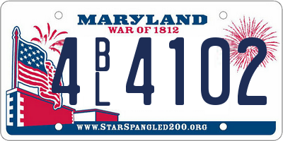 MD license plate 4BL4102