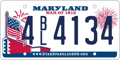 MD license plate 4BL4134