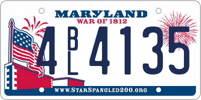 MD license plate 4BL4135