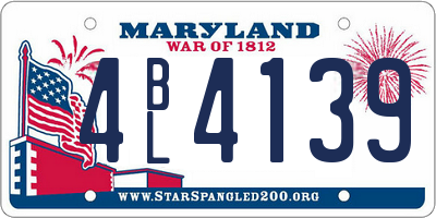MD license plate 4BL4139