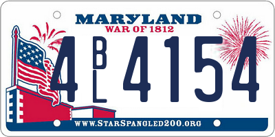 MD license plate 4BL4154