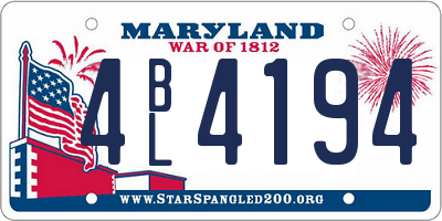 MD license plate 4BL4194