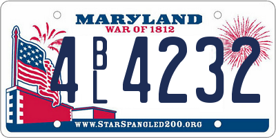 MD license plate 4BL4232