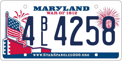 MD license plate 4BL4258