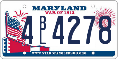 MD license plate 4BL4278