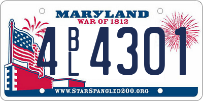 MD license plate 4BL4301