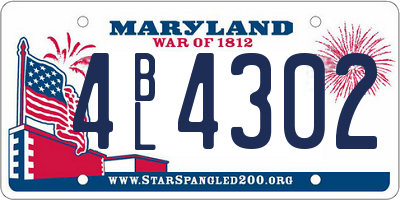MD license plate 4BL4302