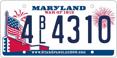 MD license plate 4BL4310
