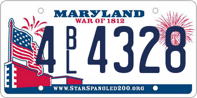 MD license plate 4BL4328