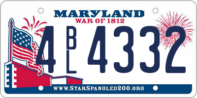 MD license plate 4BL4332