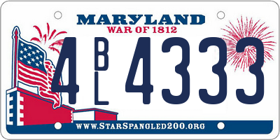 MD license plate 4BL4333