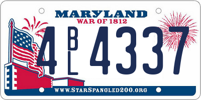 MD license plate 4BL4337