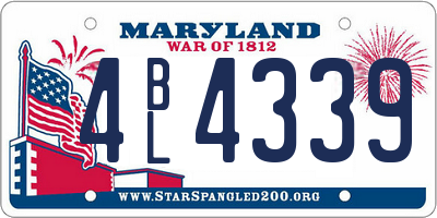 MD license plate 4BL4339